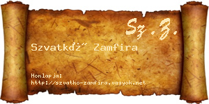 Szvatkó Zamfira névjegykártya