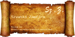 Szvatkó Zamfira névjegykártya
